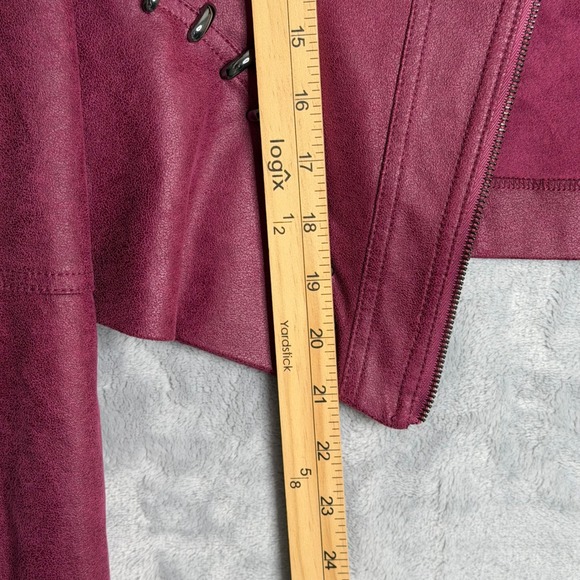 Joseph Ribkoff Vineyard Leatherette Jacket Womens M 223914 Moto Edgy Studded - Picture 9 of 10